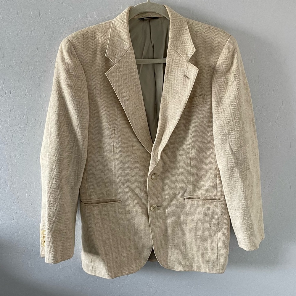 Tan Linen Neil Martin for The Broadway Linen Blazer